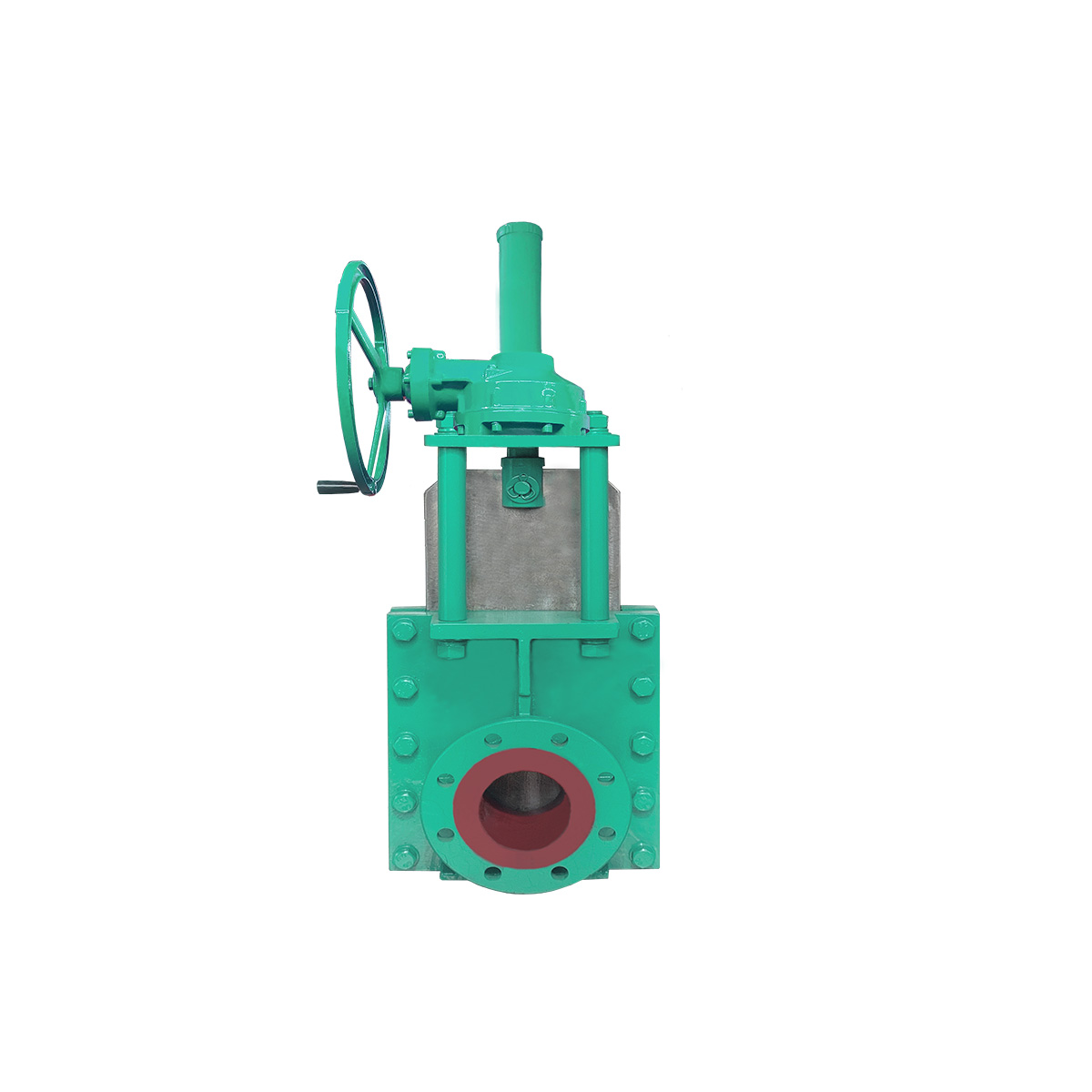 Gear combination slurry knife gate valve