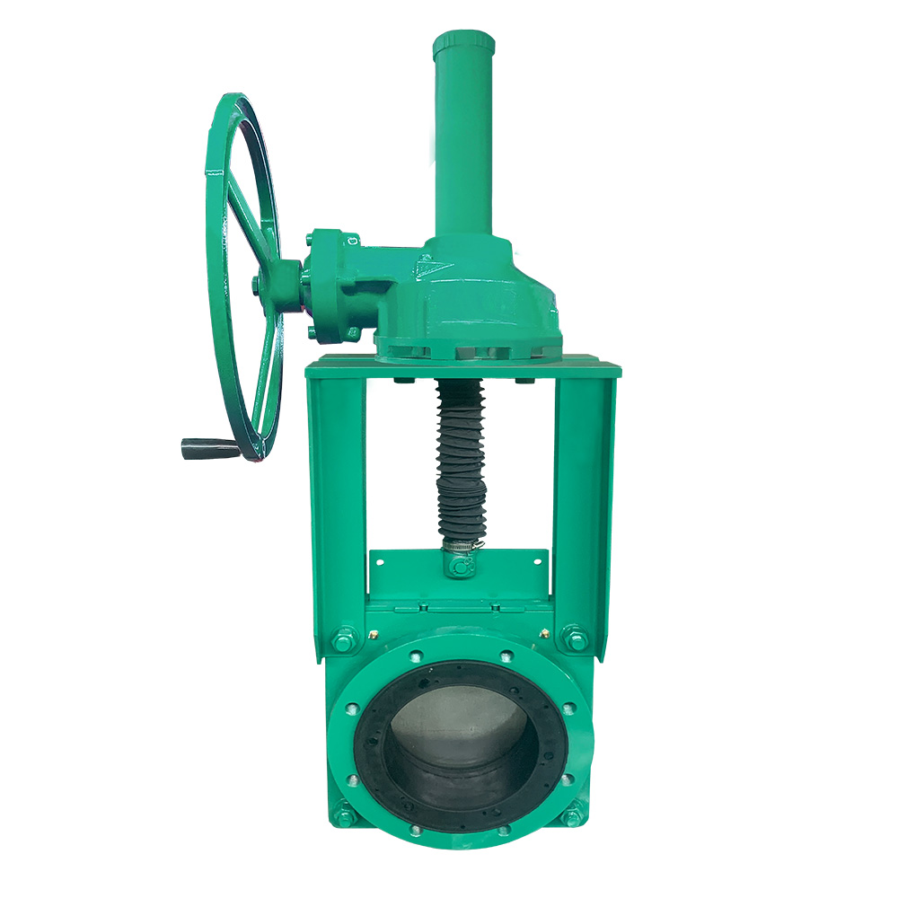 Gear flanged knife gate valve